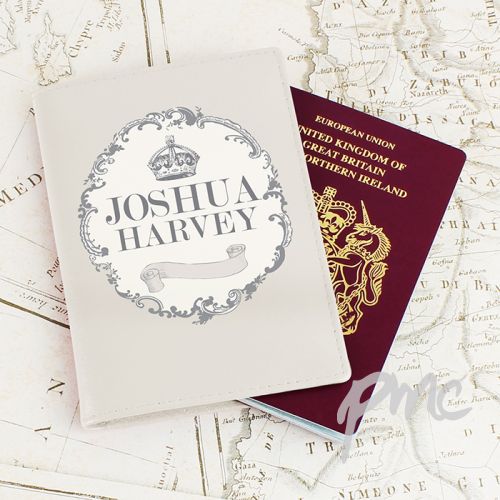 Personalised Royal Crown Cream Passport Holder