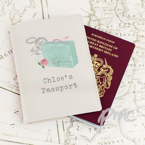 Personalised Vintage Pastel Travel Cream Passport Holder