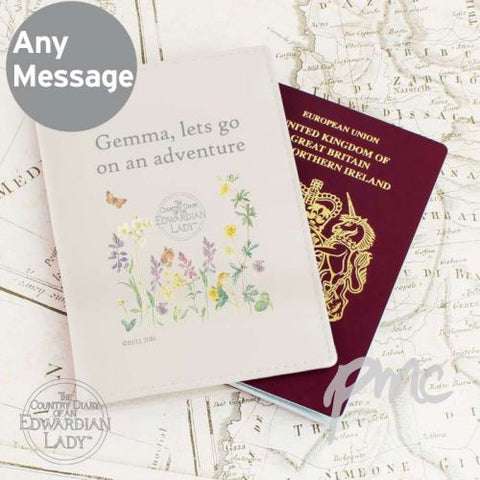 Personalised Country Diary Wild Flowers Cream Passport Holder