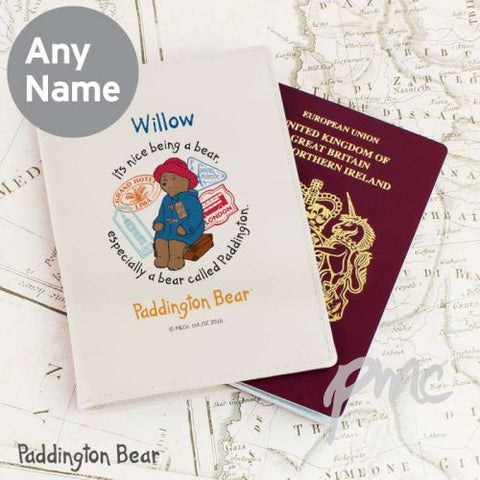 Personalised Paddington Bear Cream Passport Holder
