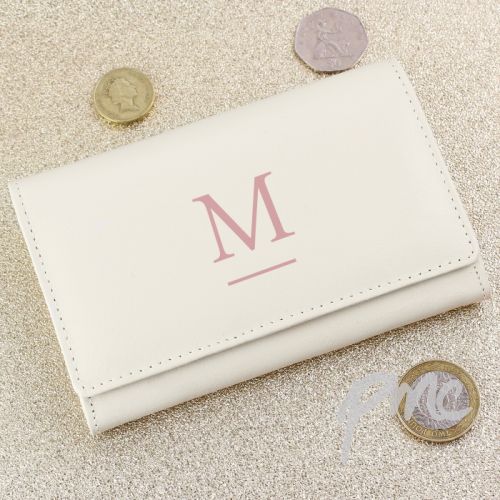 Personalised Initial Cream Leather Purse