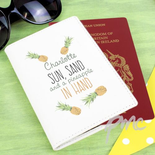 Personalised Pineapple Cream Passport Holder