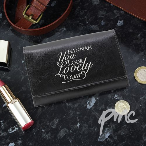 Personalised You Look Lovely Black Purse