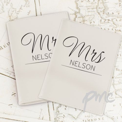 Personalised Classic Mr & Mrs Cream Passport Holders