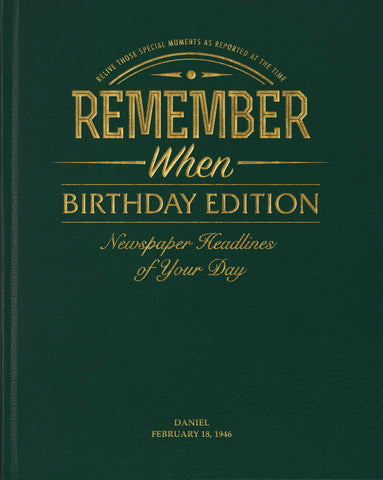 Birthday Edition Newspaper Book - Racing Green Leatherette