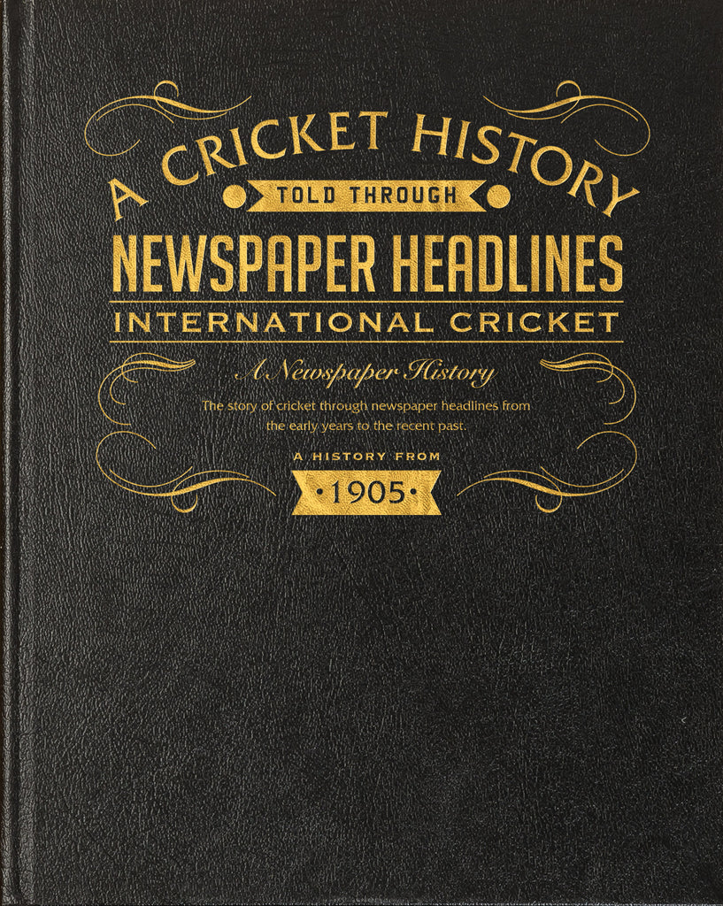 International Cricket Newspaper Book - Black Leather Cover