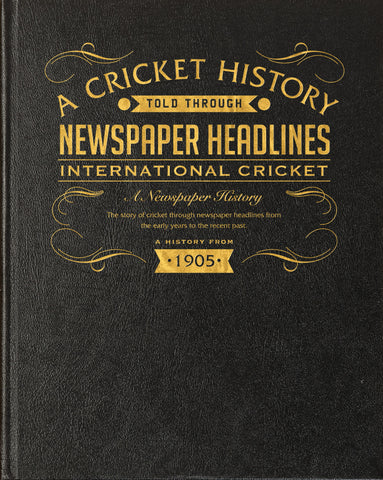 International Cricket Newspaper Book - Black Leather Cover