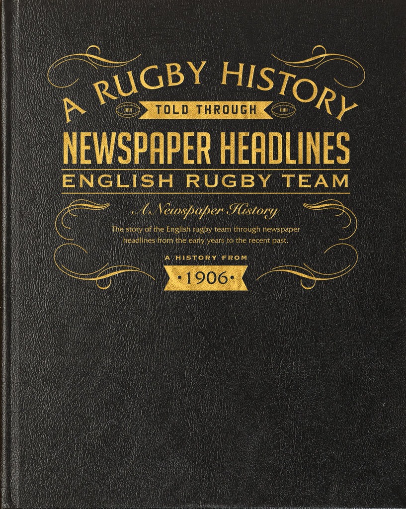 History of English Rugby Newspaper Book - Black Leather Cover