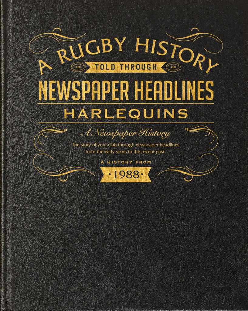 Harlequins Rugby Newspaper Book - Black Leather Cover
