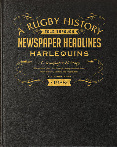 Harlequins Rugby Newspaper Book - Black Leather Cover