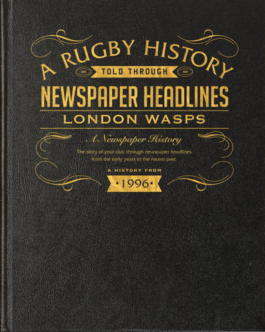 London Wasps Rugby Newspaper Book - Black Leather Cover