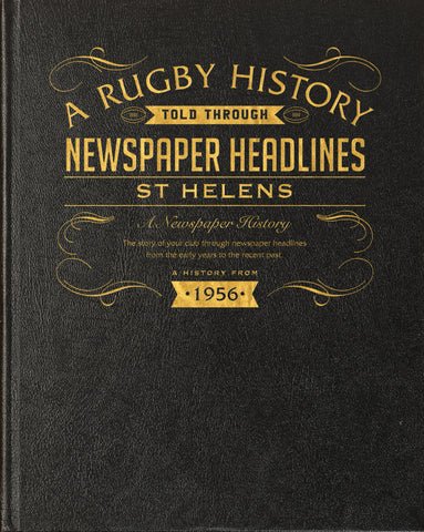 St Helens Rugby Newspaper Book - Black Leather Cover