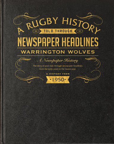 Warrington Wolves Rugby Newspaper Book Black Leather Cover