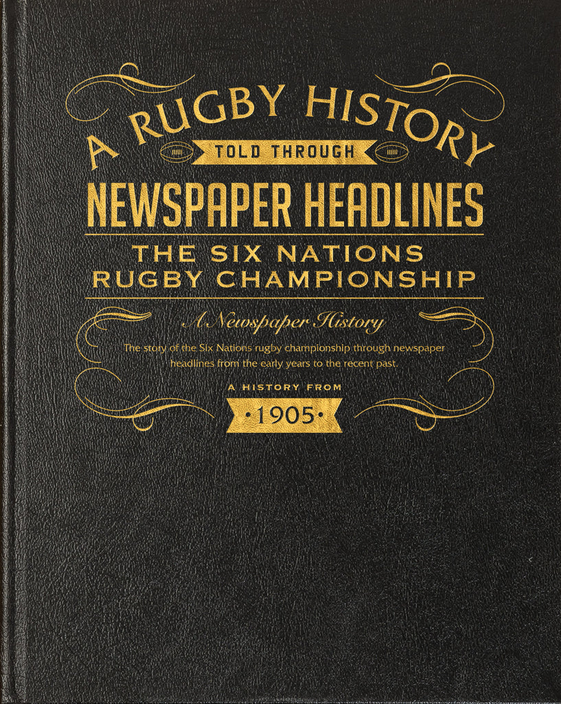 Six Nations Rugby Newspaper Book - Black Leather Cover