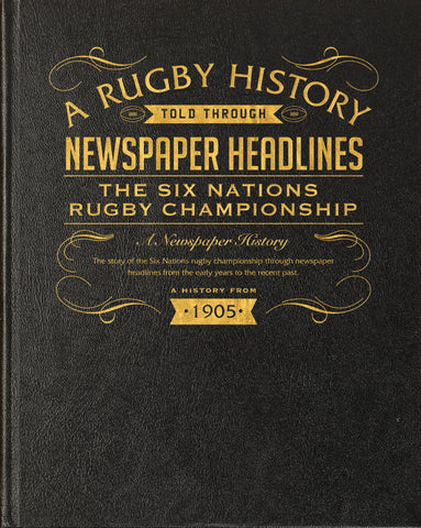 Six Nations Rugby Newspaper Book - Black Leather Cover