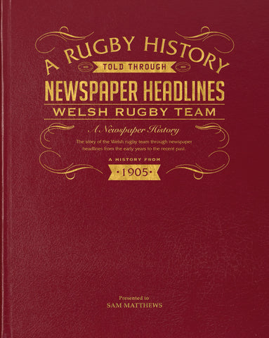 History of Welsh Rugby Newspaper Book - Red Leather Cover