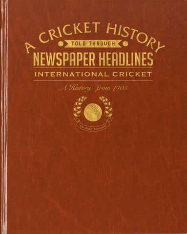 International Cricket Newspaper Book - Brown Leatherette (Colour Pages)