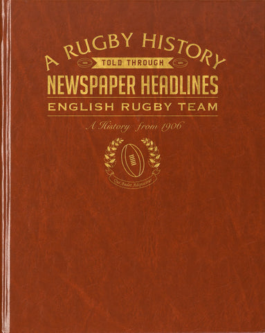 History of English Rugby Newspaper Book - Brown Leatherette (Colour Pages)