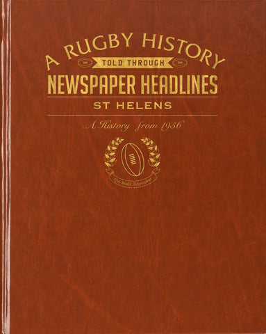 St Helens Rugby Newspaper Book - Brown Leatherette