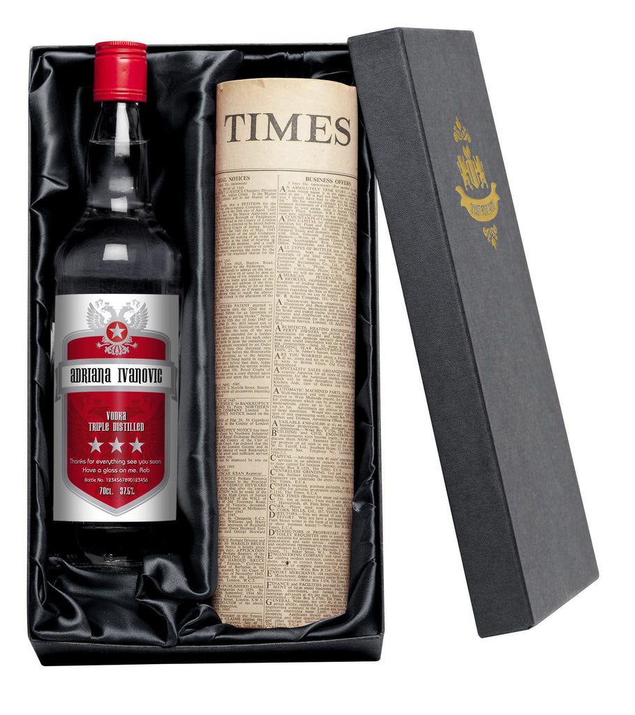 Red Shield Vodka with Newspaper Giftpack