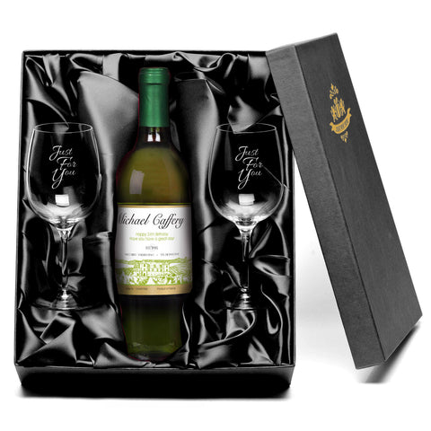 French AC Vineyard White Wine with set of Just For You Wine Glasses