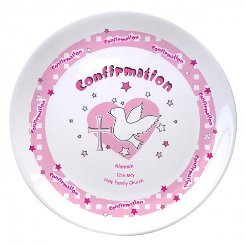 Pink Heart Confirmation 8" Bone China Coupe Plate