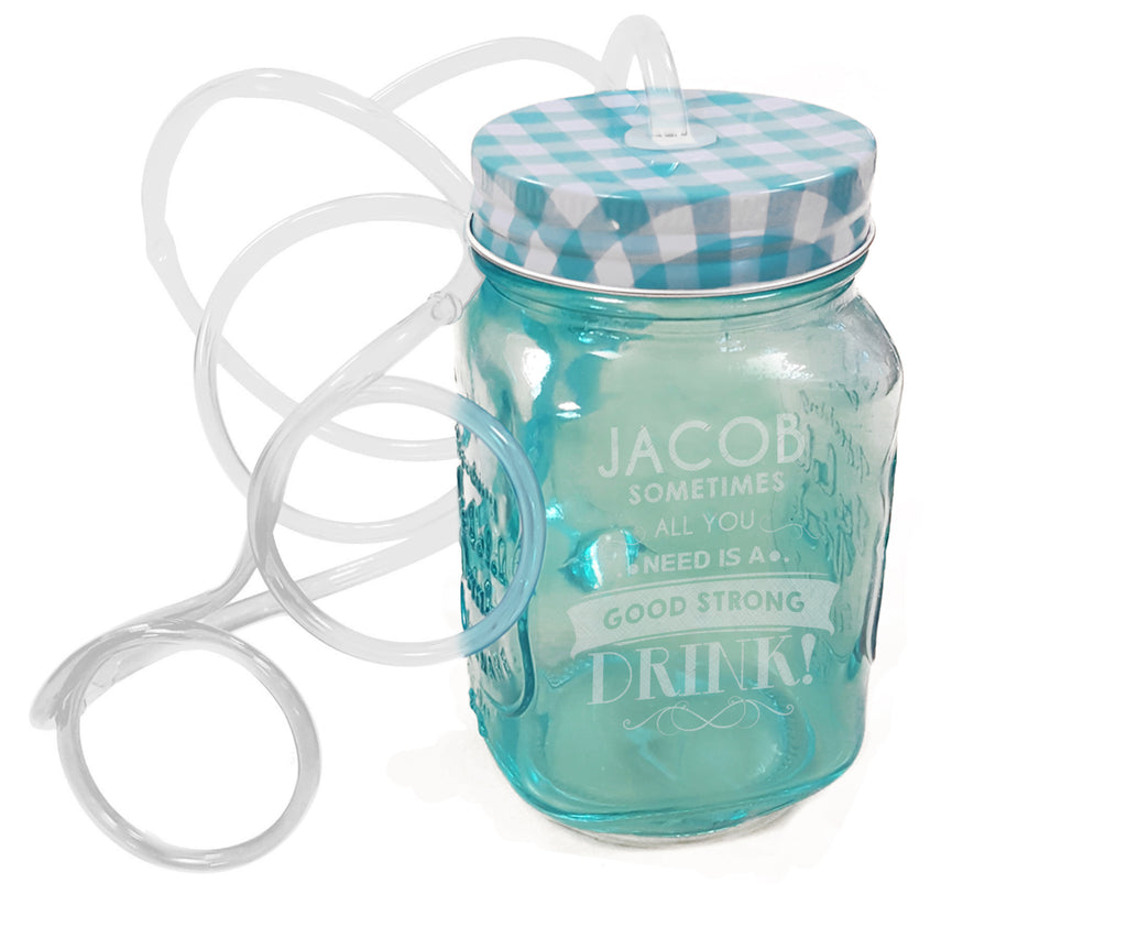 Blue Mason Jar with Glasses