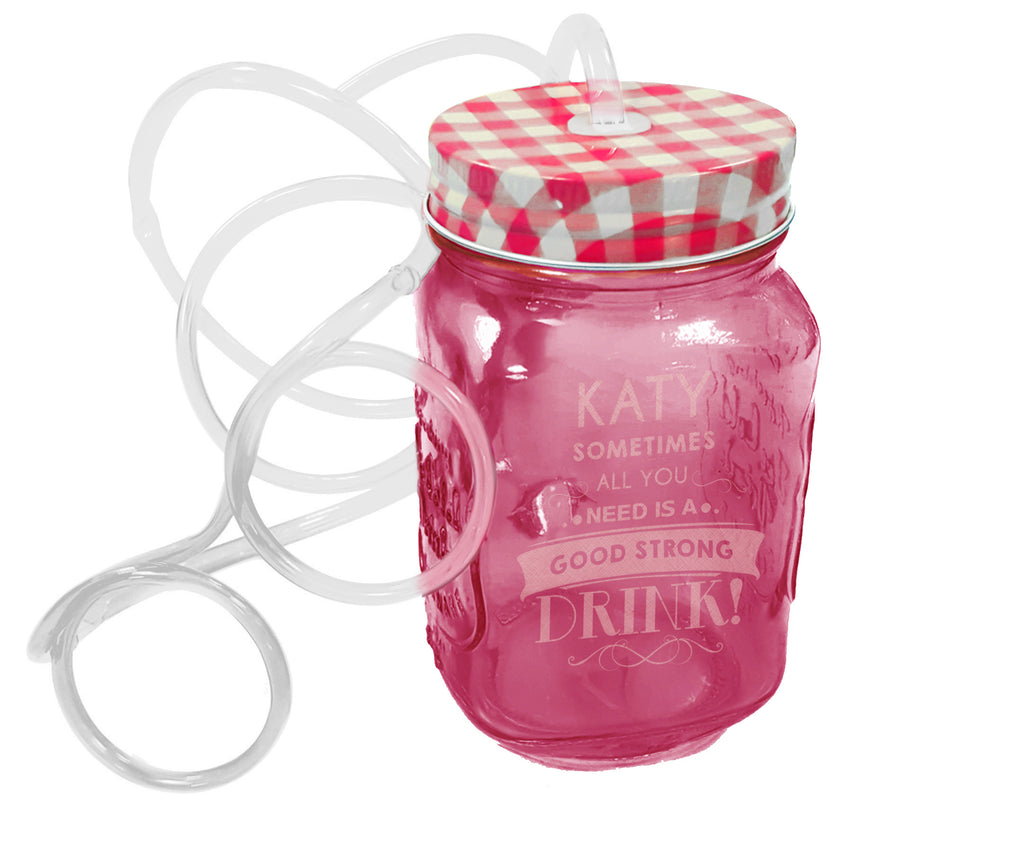 Pink Mason Jar with Glasses