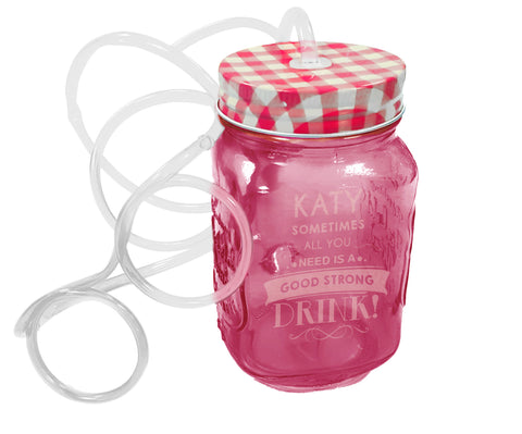 Pink Mason Jar with Glasses
