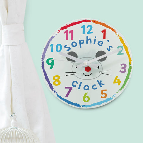 Arty Mouse Face Glass Clock