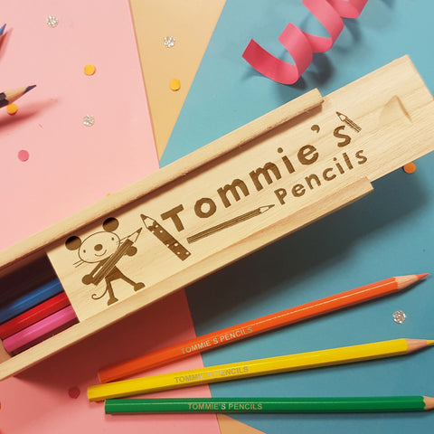 Arty Mouse Wooden Pencil Box & Pencils