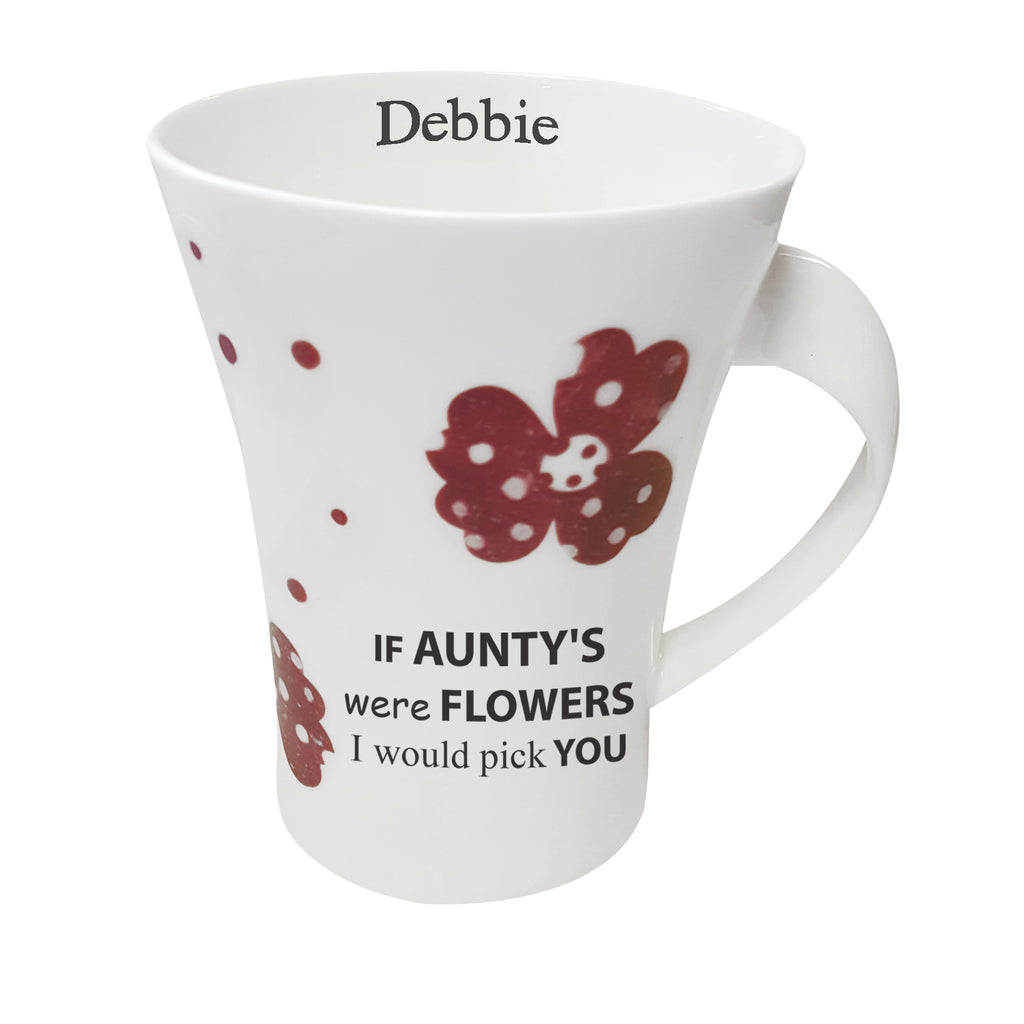 Pink Pansies Auntie Twist Handle Mug