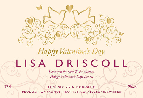 Valentine Labels for Sparkling Rosé Wine