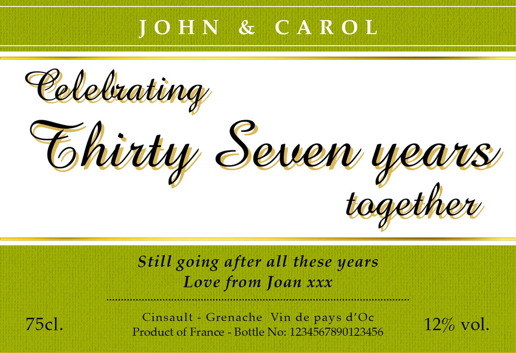 ANY YEAR Anniversary Labels for White Wine (Pack of 2)