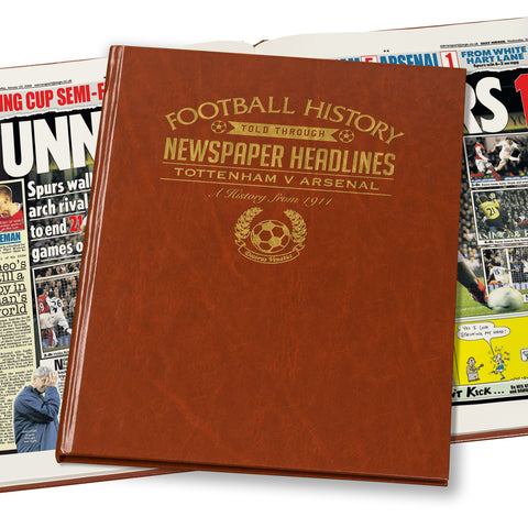 Spurs V Arsenal Derby Newspaper Book - Brown Leatherette (Colour Pages)