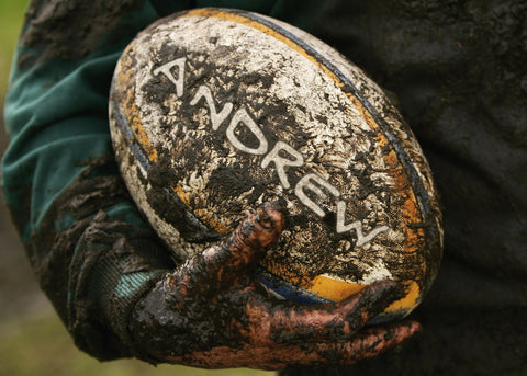 Muddy Rugby Ball - A4 Black Frame