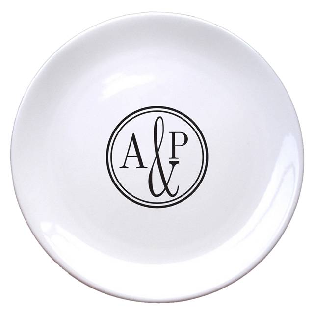 Monogram Circle 8" Bone China Coupe Plate