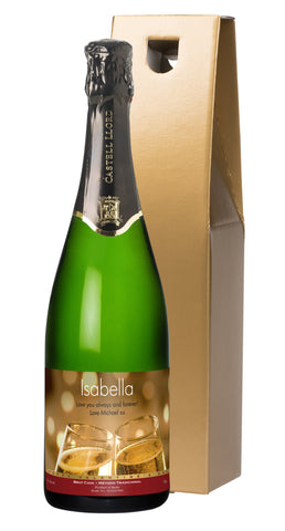 Valentine's Flutes Cava in a Gold Gift Box