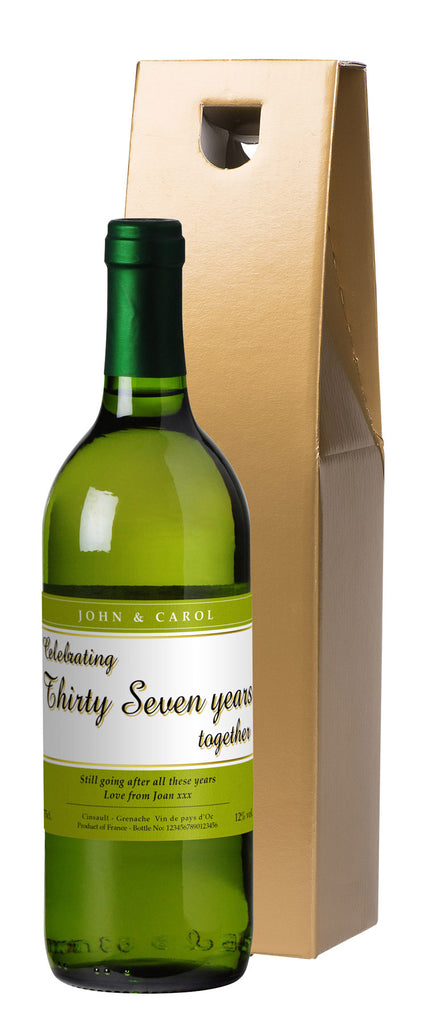 French VdP ANY YEAR Anniversary White Wine in a Gold Box
