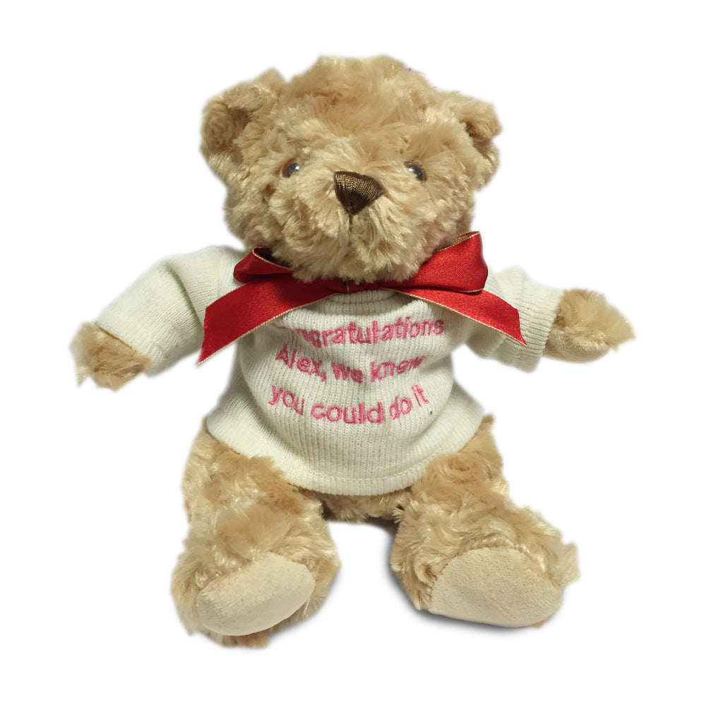 Brown Teddy Bear with Embroidered Cream Jumper