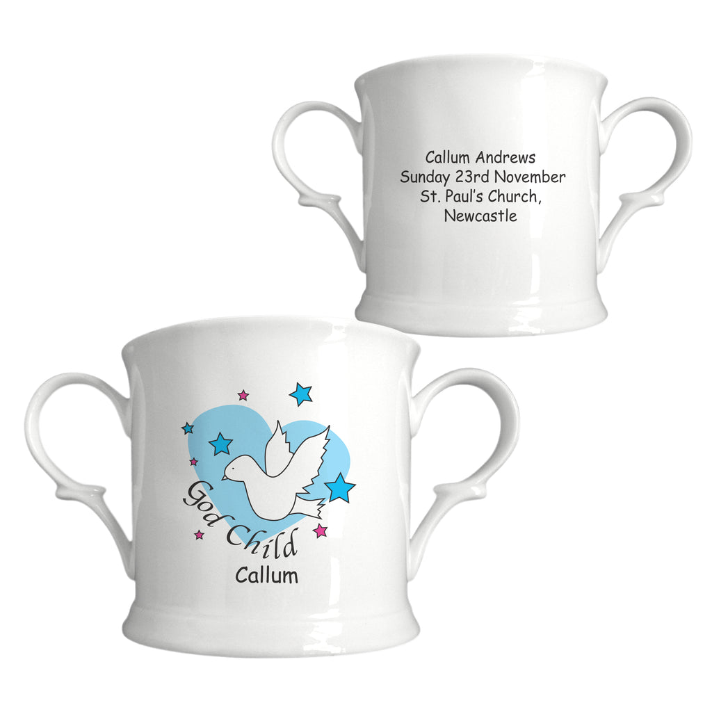 Dove & Hearts Blue Godchild Bone China Loving Cup
