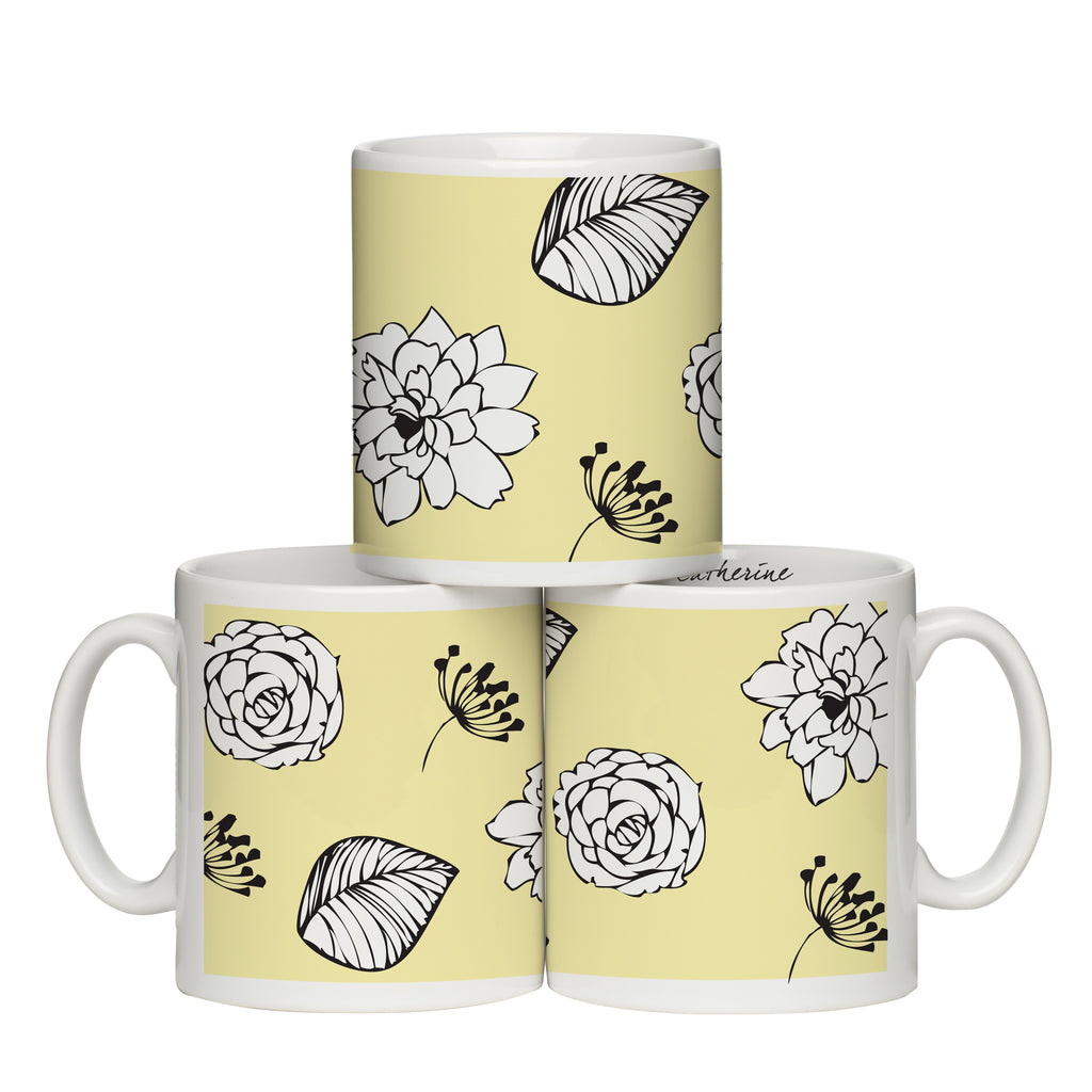 Modern Floral Yellow Mug