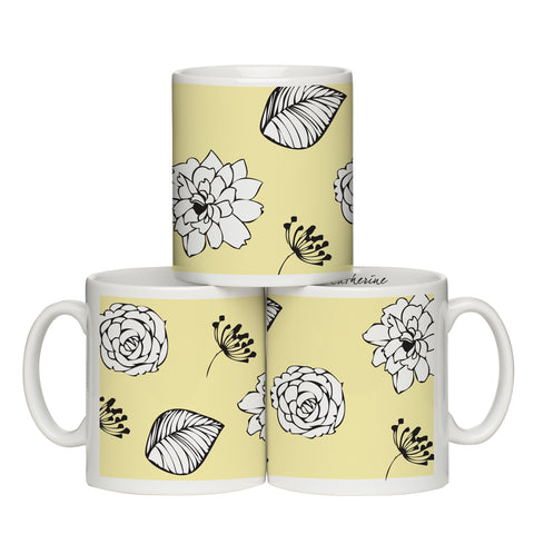 Modern Floral Yellow Mug