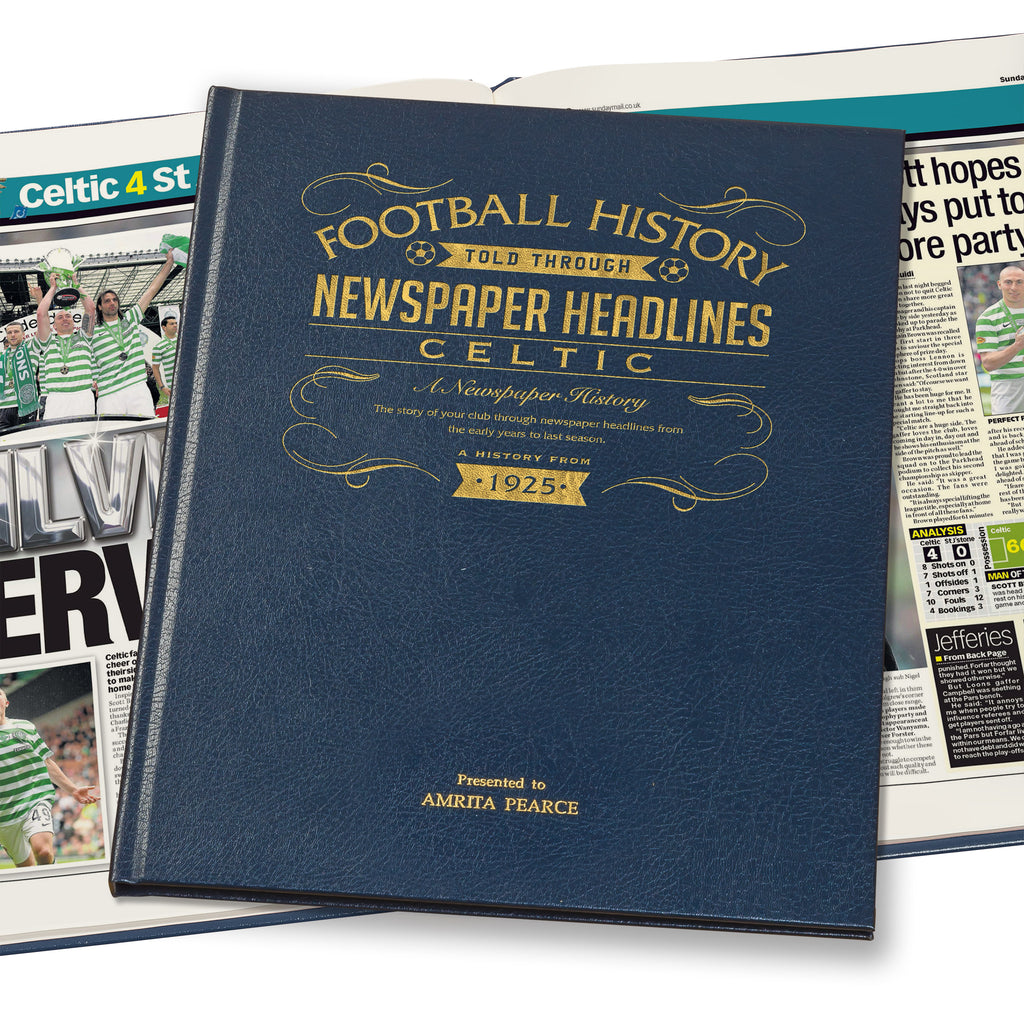 Celtic Football Newspaper Book - Leather Blue Cover