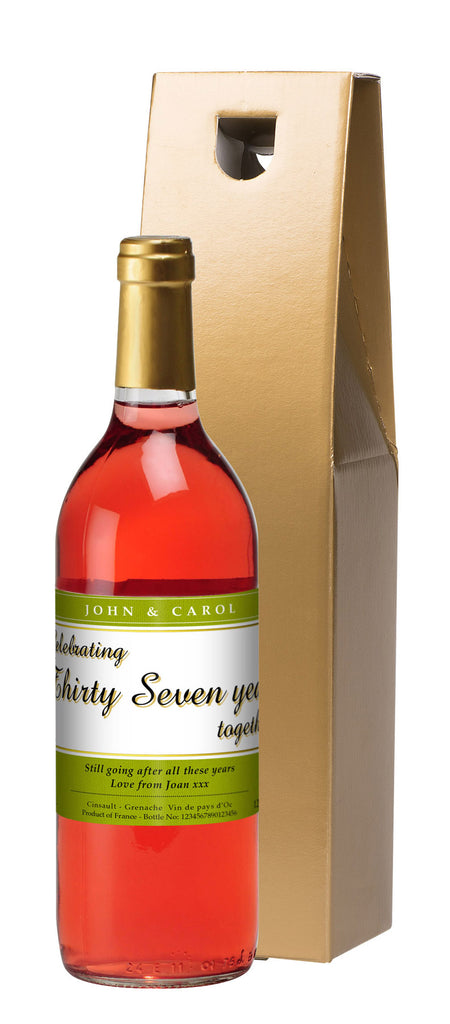 French VdP ANY YEAR Anniversary Rosé Wine in a Gold Box