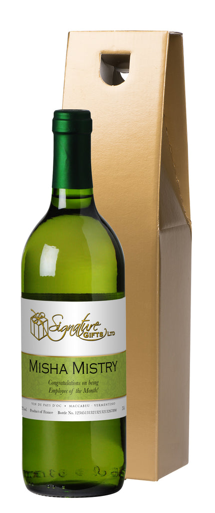 French AC Corporate Ribbon White Wine in a Gold Box