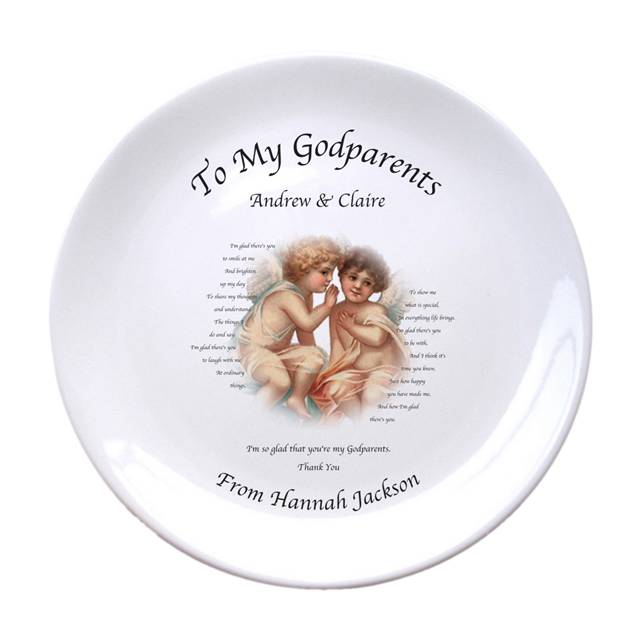 Cherubs God Parent 8" Bone China Coupe Plate