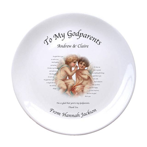Cherubs God Parent 8" Bone China Coupe Plate