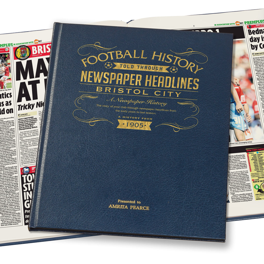 Bristol City Football Newspaper Book Leather Blue Cover