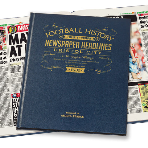 Bristol City Football Newspaper Book Leather Blue Cover